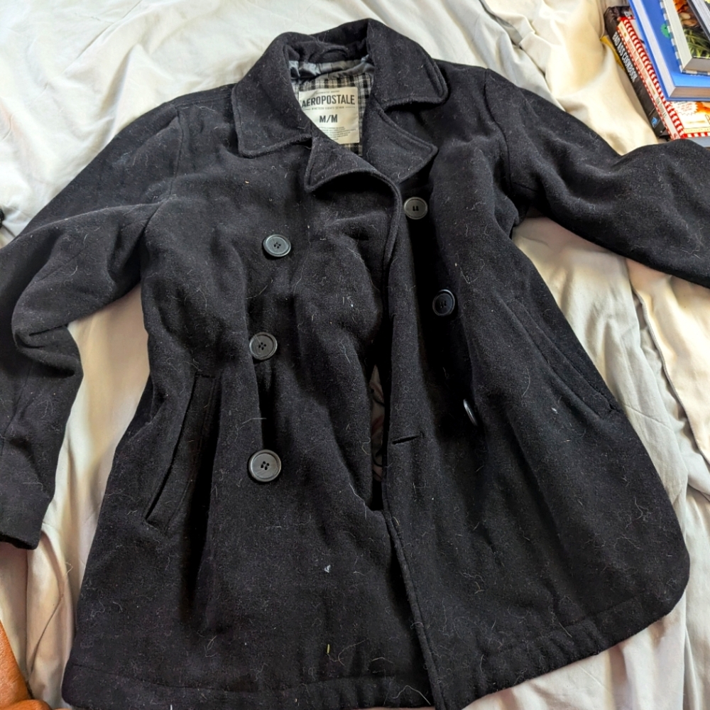 Aeropostale Women's Black Peacoat